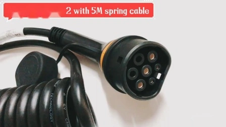 Charging Cord Type 2 to Type 2 16A 480V Coiled Cable - Charging Cord and Type 2 to Type 2